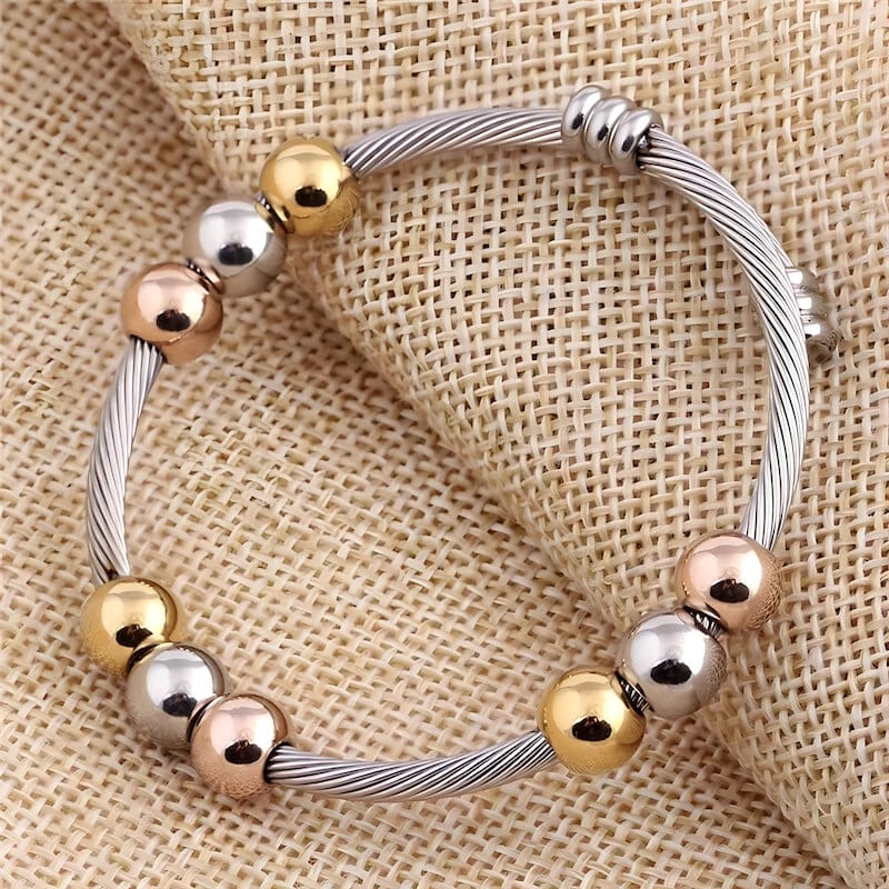 Cable Stretch Colorful Beads Cuff Bracelet Bangle Unique Leather Bracelets   