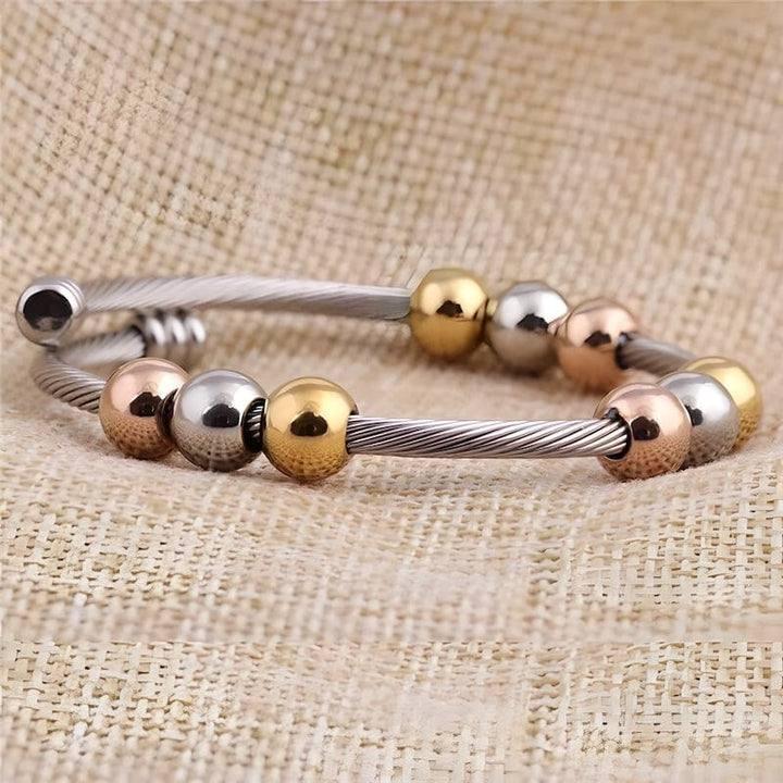 Cable Stretch Colorful Beads Cuff Bracelet Bangle Unique Leather Bracelets   