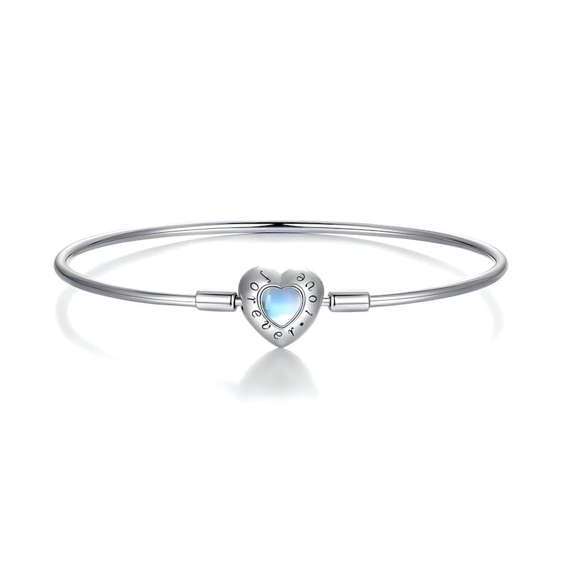 Forever Love Blue Heart Bangle Bracelet Bangle Unique Leather Bracelets 17cm Silver/Blue 
