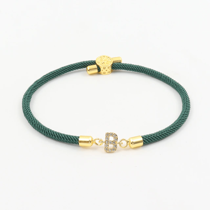 Initial Bracelet Rope Green Rope Unique Leather Bracelets A Green 