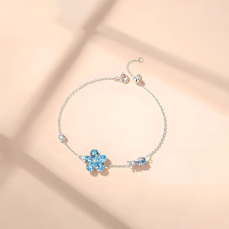 Flower Bracelet Sterling Silver Luxury Zircon Link Chain Unique Leather Bracelets   