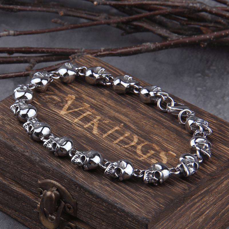 Skull Bracelet Mori Link Chain Unique Leather Bracelets   