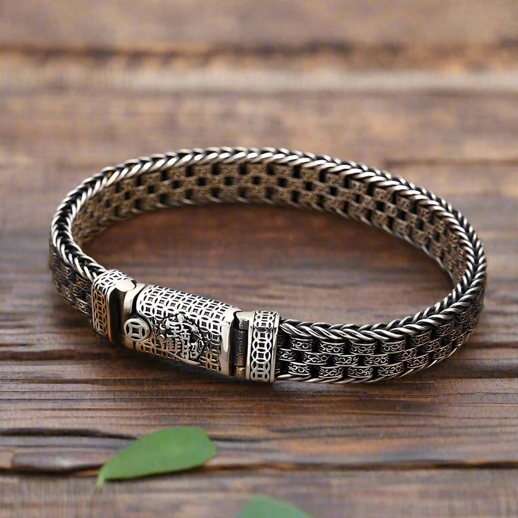 Men’s sterling silver woven Bali bracelet S925