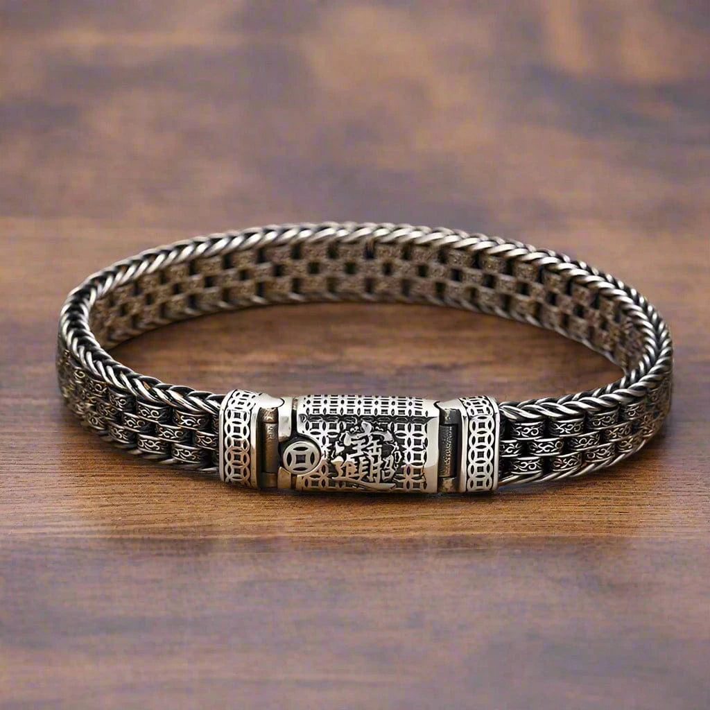 S925 sterling silver woven chain men’s bracelet