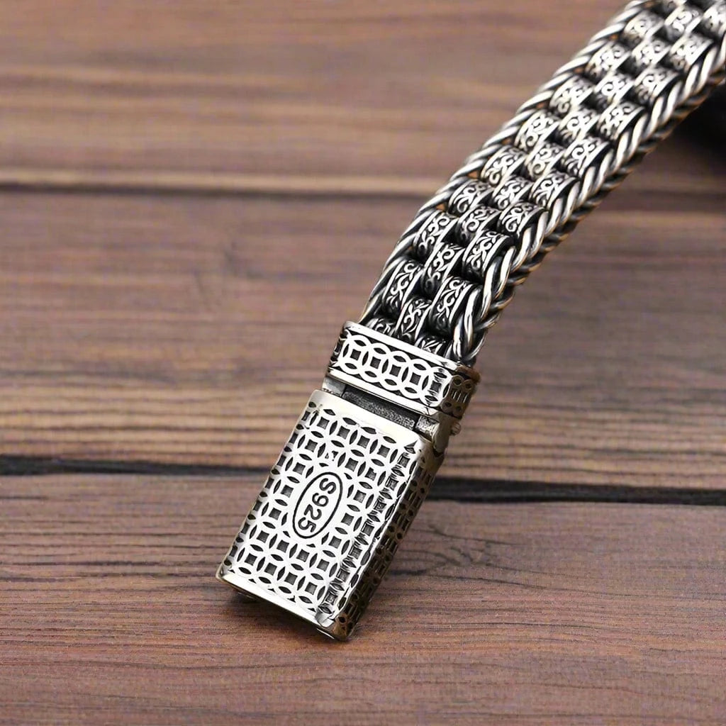 S925 Sterling Silver Woven Bali Bracelet bracelet by Unique Leather Bracelets