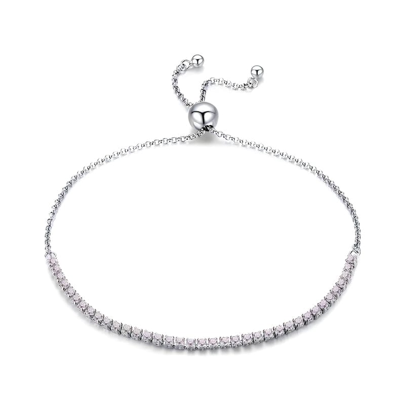Tennis Bracelet Diamond Zircon Tennis Unique Leather Bracelets Silver/Pink  