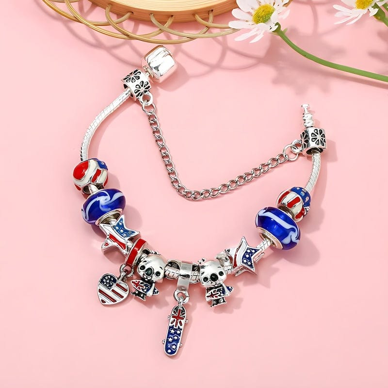 Australia Flag Beads Koala Charm Bracelet Charm Unique Leather Bracelets   