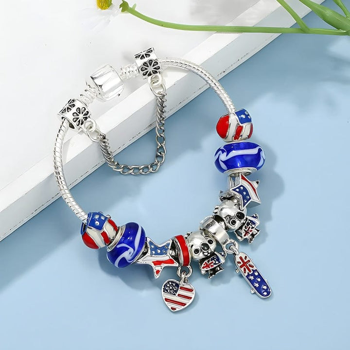 Australia Flag Beads Koala Charm Bracelet Charm Unique Leather Bracelets   