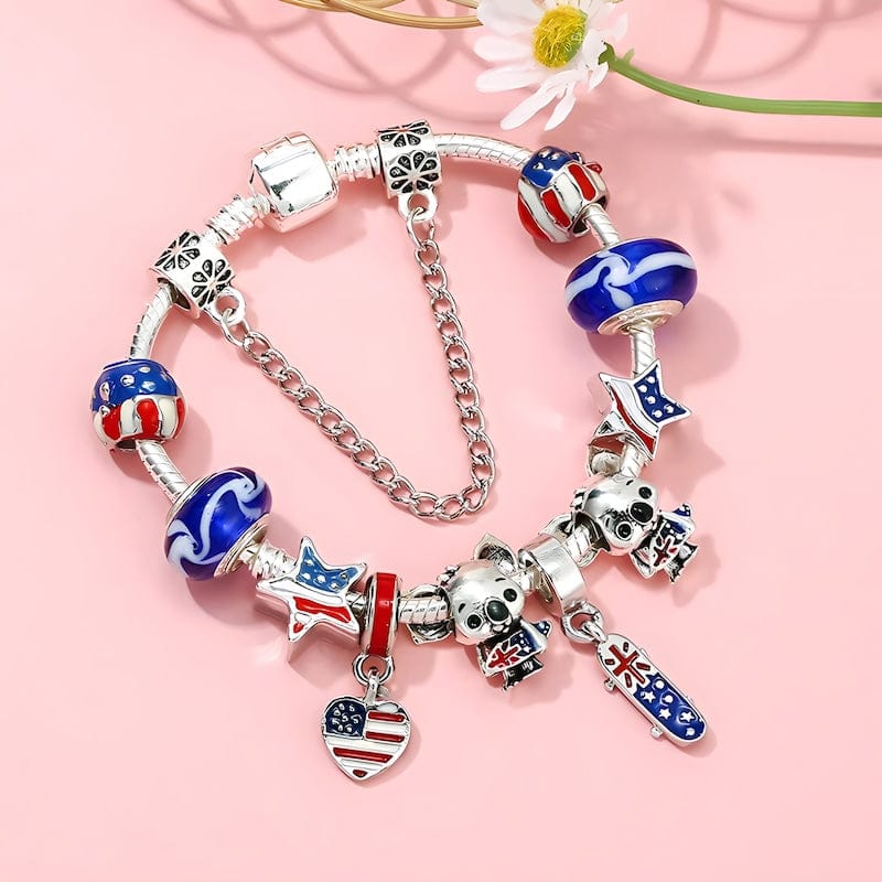 Australia Flag Beads Koala Charm Bracelet bracelet by Unique Leather Bracelets