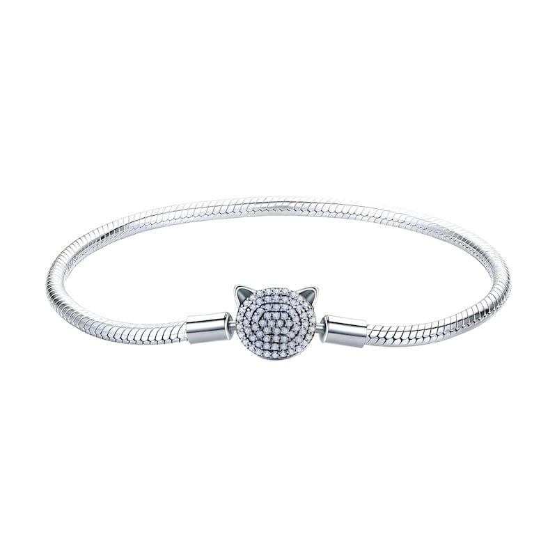 Cat Bracelet Sterling Silver Cubic Zircons bracelet by Unique Leather Bracelets