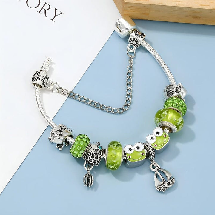 Green Frog Charm Bracelet Charm Unique Leather Bracelets   