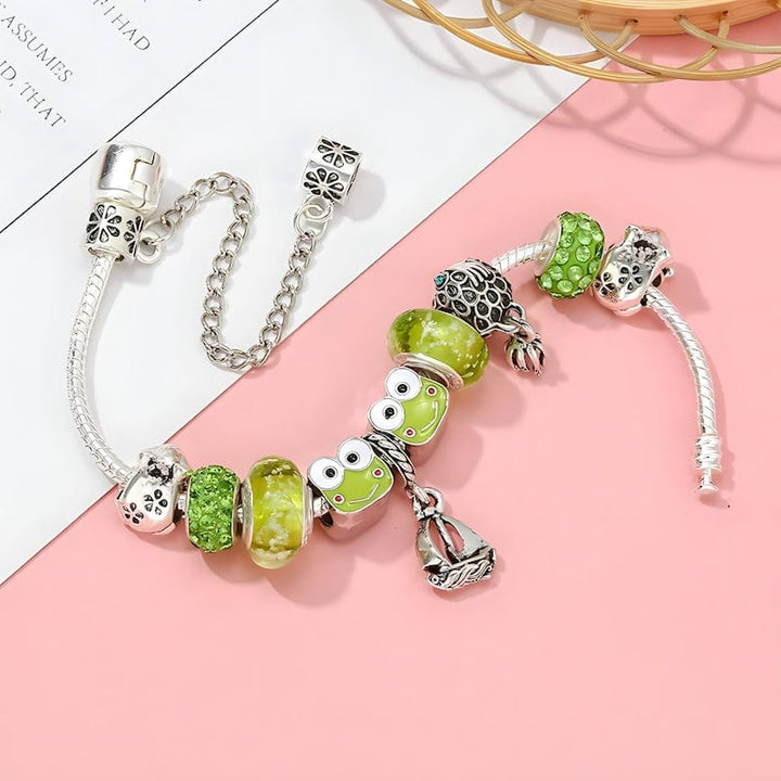 Green Frog Charm Bracelet Charm Unique Leather Bracelets   