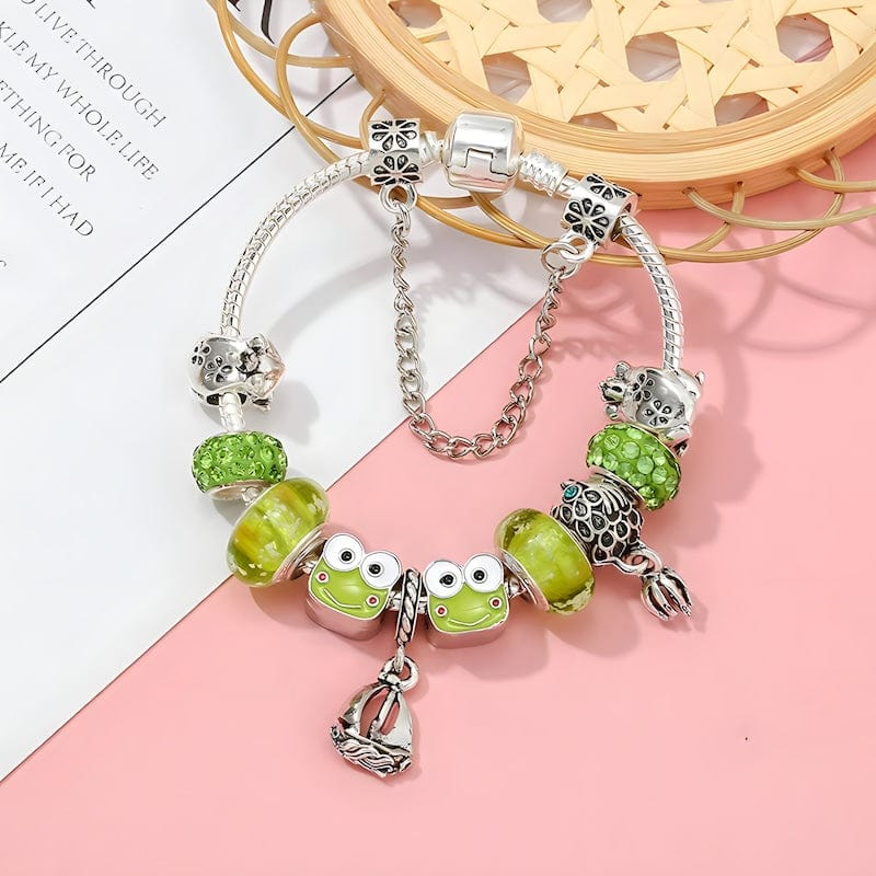 Green Frog Charm Bracelet Charm Unique Leather Bracelets   