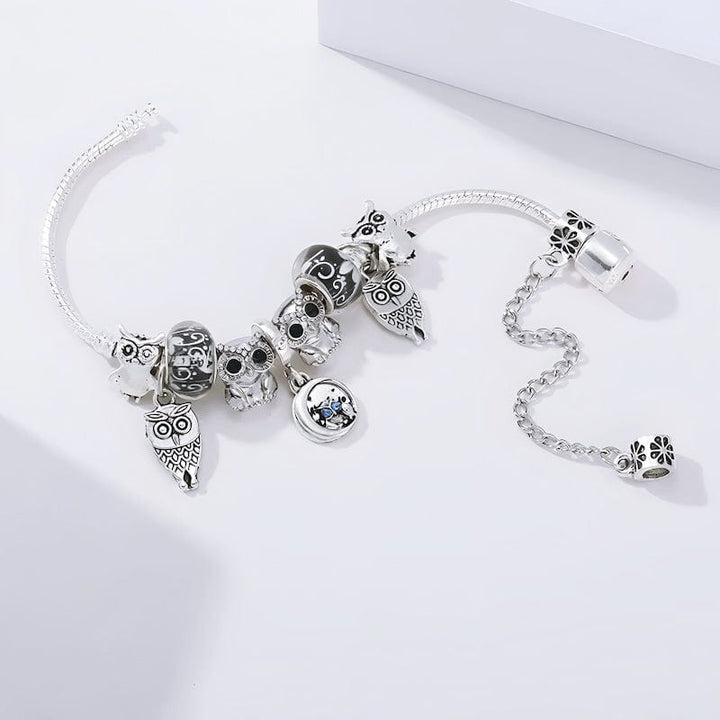 Owl Bracelet Animal Charm bracelet by Unique Leather Bracelets