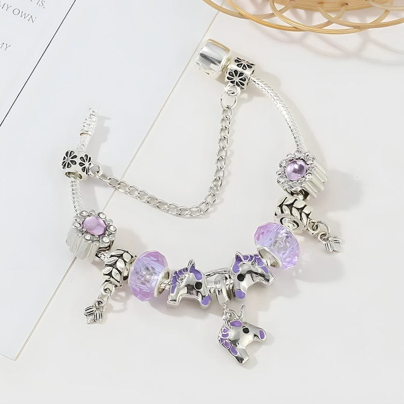 Purple Unicorn Charm Bracelet Charm Unique Leather Bracelets   