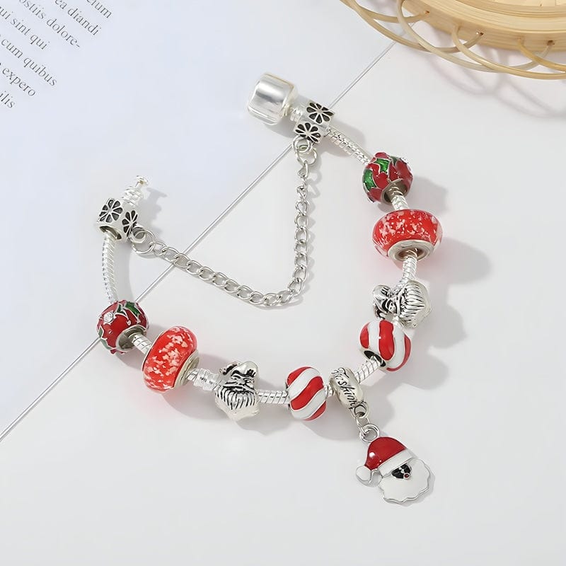 Santa Claus Christmas Red Charm Bracelet Charm Unique Leather Bracelets   