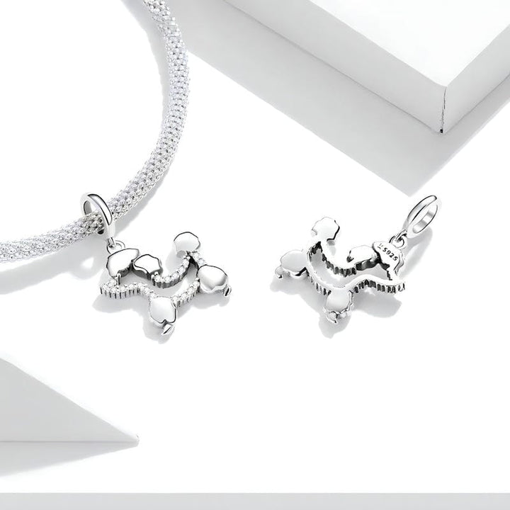 Dog Charm Poodle Sterling Silver Charms Unique Leather Bracelets   