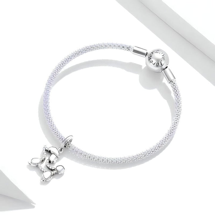 Dog Charm Poodle Sterling Silver Charms Unique Leather Bracelets   