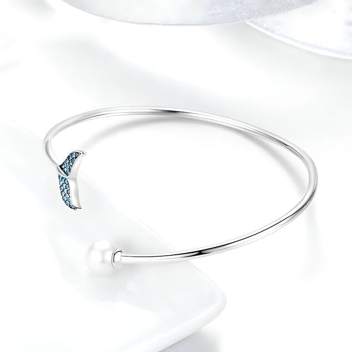 Blue Zircon Mermaid's Tail Cuff Bracelet bracelet by Unique Leather Bracelets
