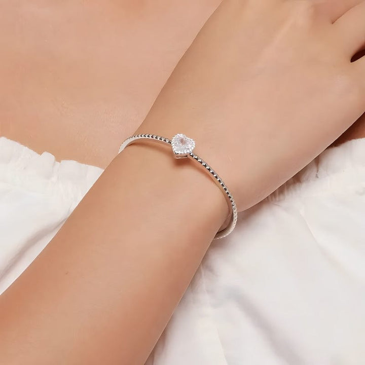 Heart Shaped Zircon Cuff Bracelet bracelet by Unique Leather Bracelets