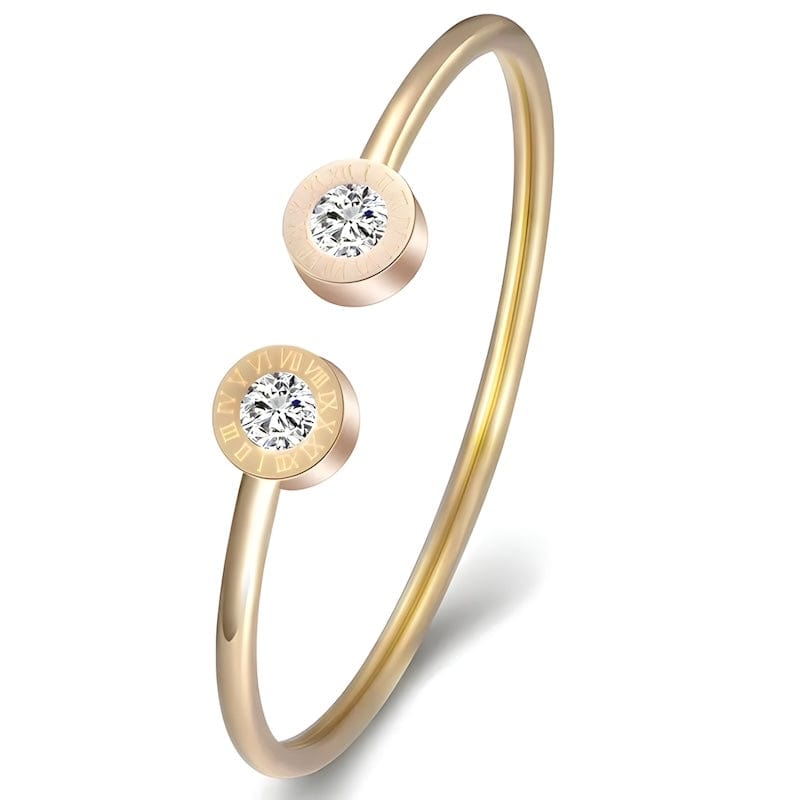 Roman Number Zirconia Cuff Bracelet Cuff Unique Leather Bracelets Silver/Gold  