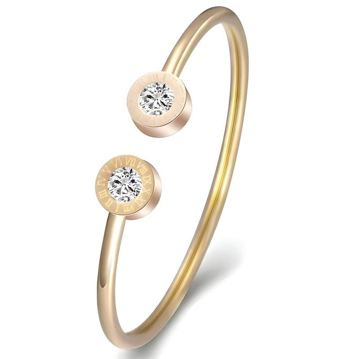 Roman Number Zirconia Cuff Bracelet Cuff Unique Leather Bracelets Silver/Gold  