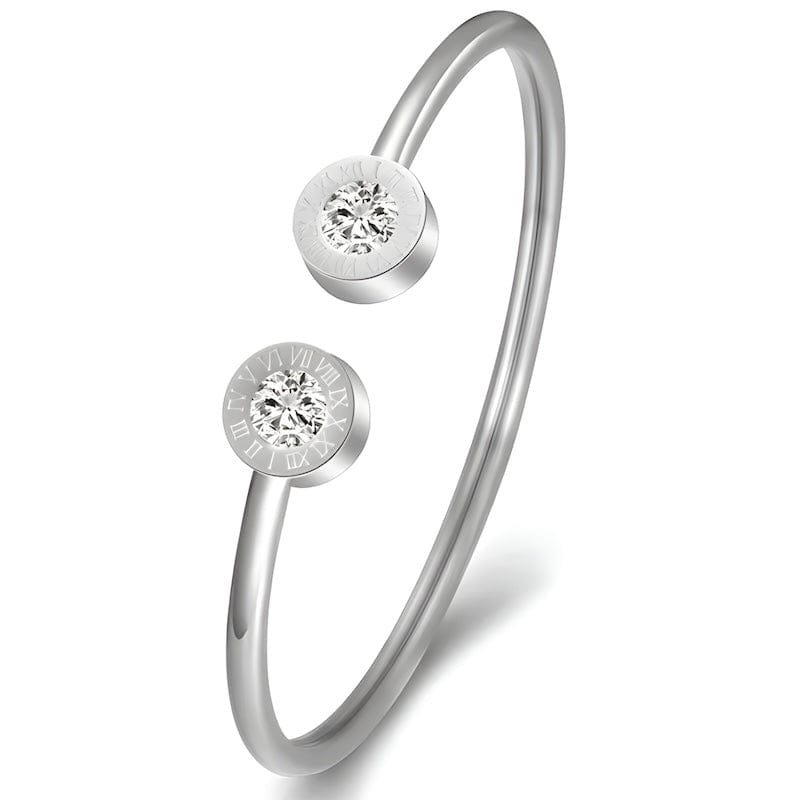 Roman Number Zirconia Cuff Bracelet Cuff Unique Leather Bracelets Silver  