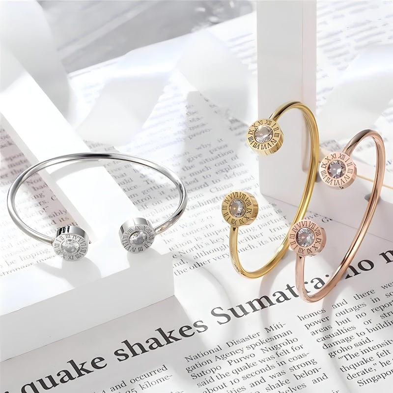 Roman Number Zirconia Cuff Bracelet Cuff Unique Leather Bracelets   