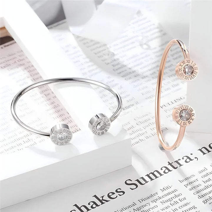 Roman Number Zirconia Cuff Bracelet Cuff Unique Leather Bracelets   