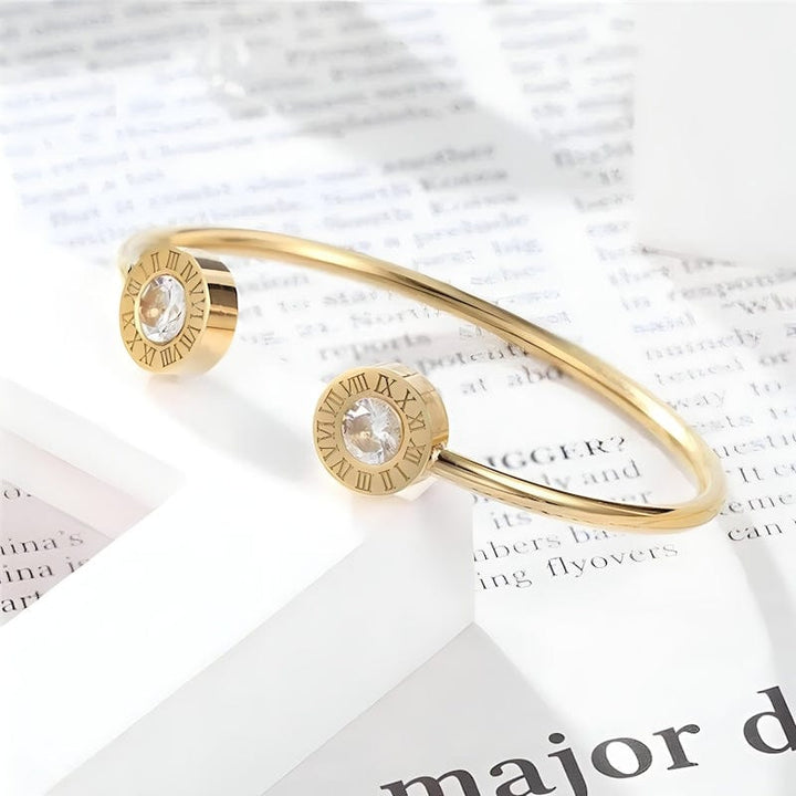 Roman Number Zirconia Cuff Bracelet Cuff Unique Leather Bracelets   