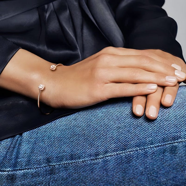 Shiny Square Open Cuff Bracelet bracelet by Unique Leather Bracelets