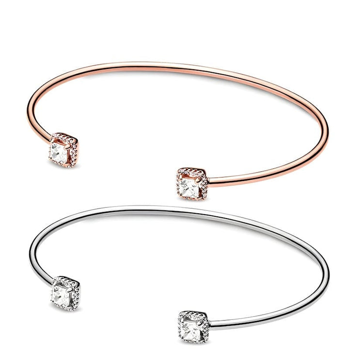 Shiny Square Open Cuff Bracelet Cuff Unique Leather Bracelets   