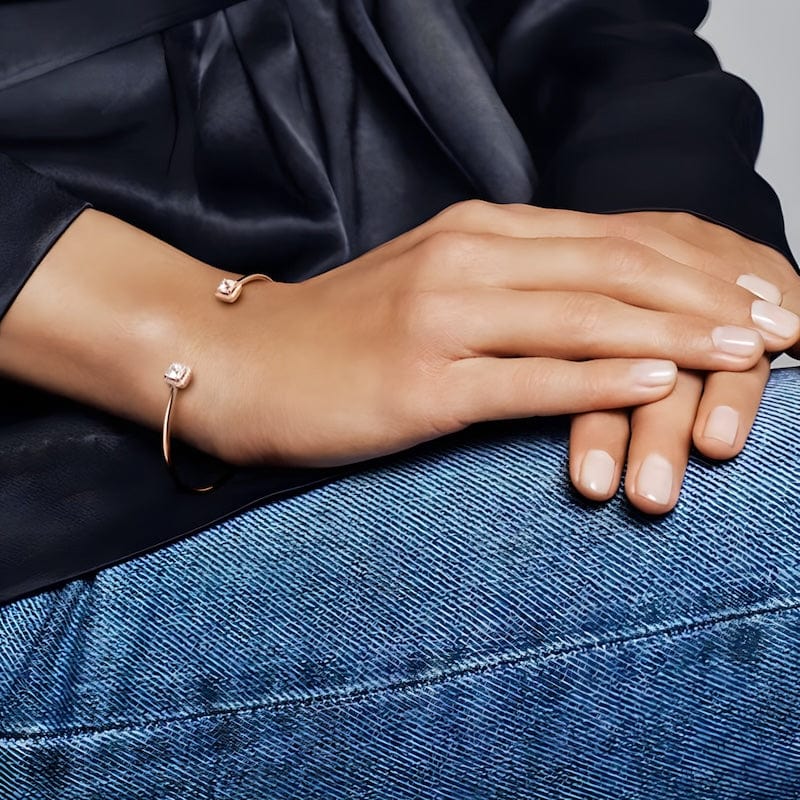 Shiny Square Open Cuff Bracelet Cuff Unique Leather Bracelets   