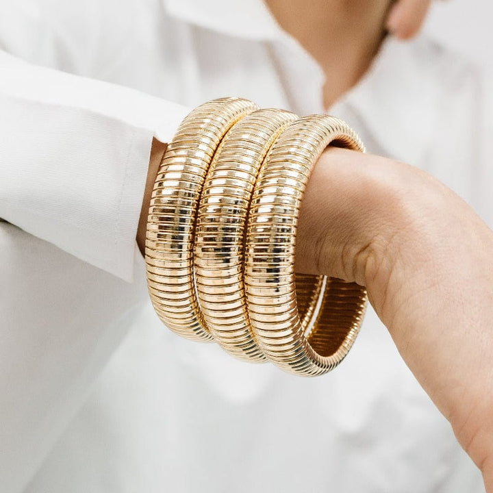 Cuffs and Bangles Flex Snake Chain Stretch Bracelet Set Ettika