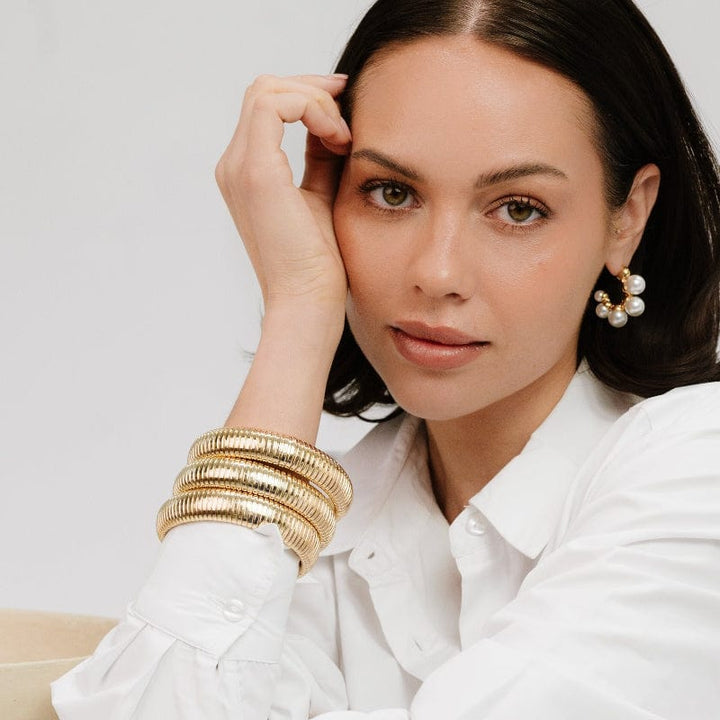 Cuffs and Bangles Flex Snake Chain Stretch Bracelet Set Ettika