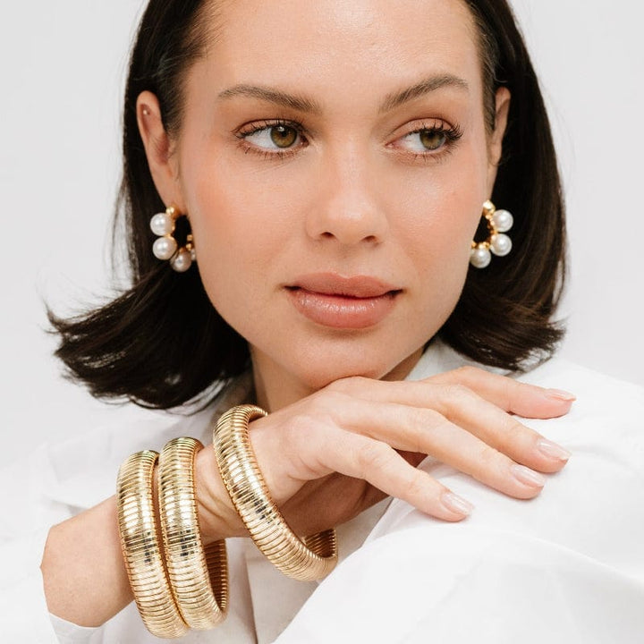 Cuffs and Bangles Flex Snake Chain Stretch Bracelet Set Ettika