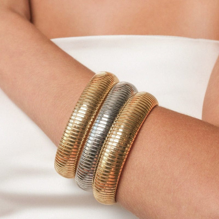 Cuffs and Bangles Flex Snake Chain Stretch Bracelet Set Ettika