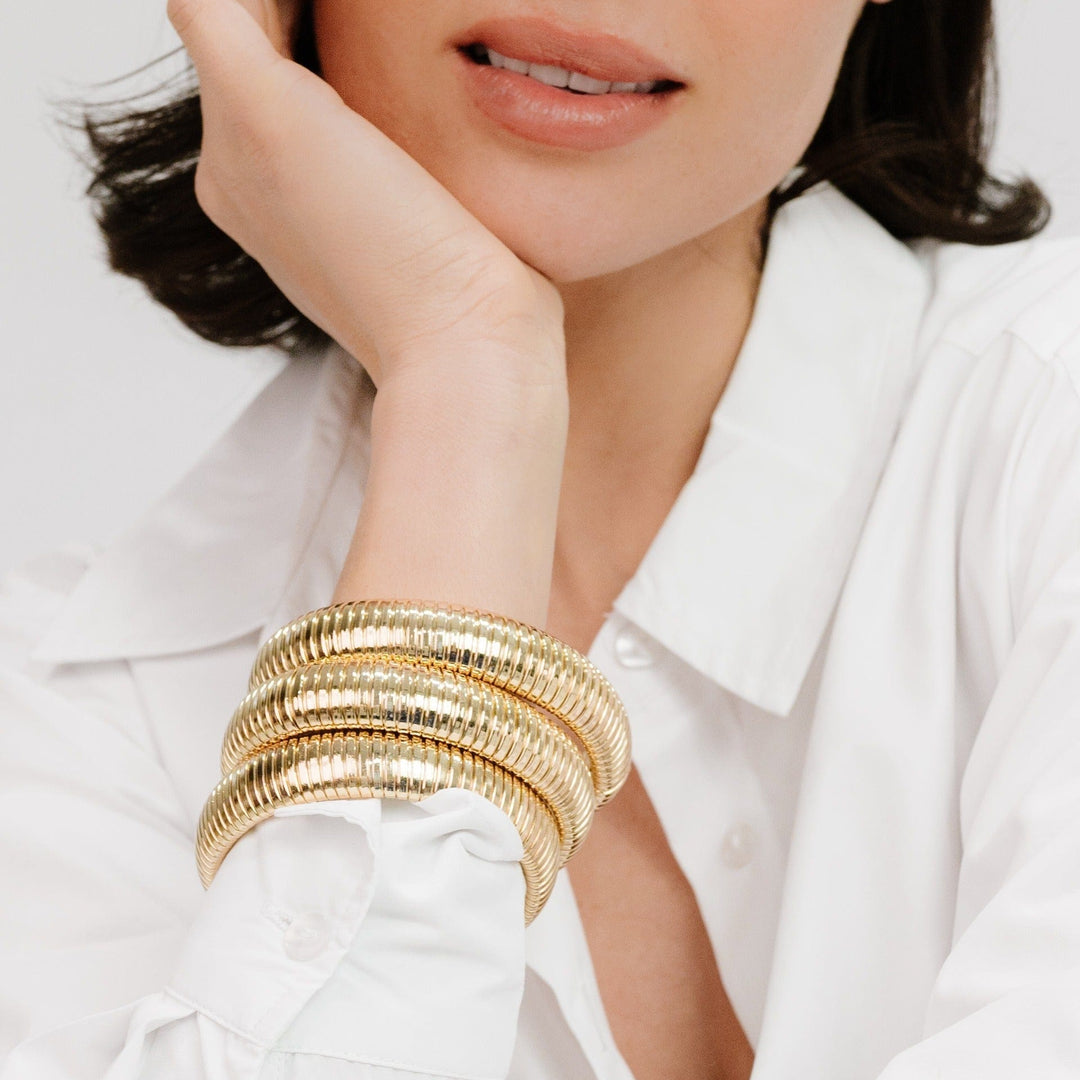 Cuffs and Bangles Flex Snake Chain Stretch Bracelet Set Ettika