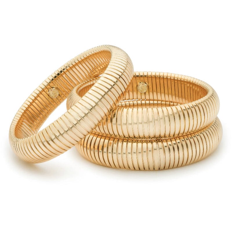 Cuffs and Bangles Flex Snake Chain Stretch Bracelet Set Gold Tone / One Size Ettika