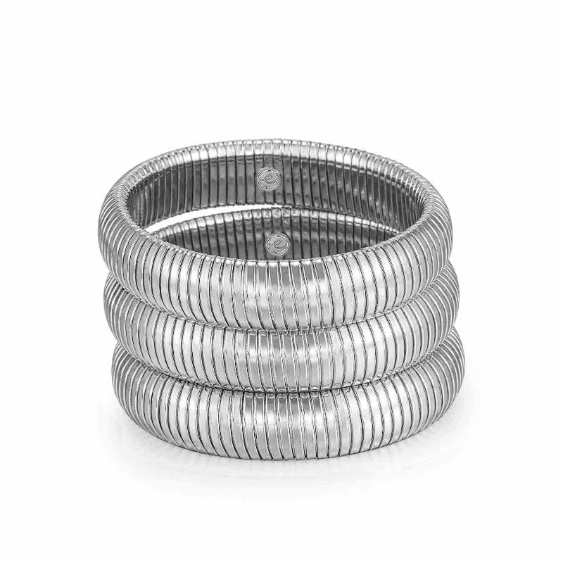 Cuffs and Bangles Flex Snake Chain Stretch Bracelet Set Rhodium Plated / One Size Ettika