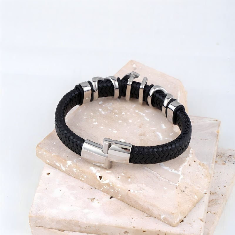 Anchor Braided Black Leather Bracelet bracelet by Unique Leather Bracelets