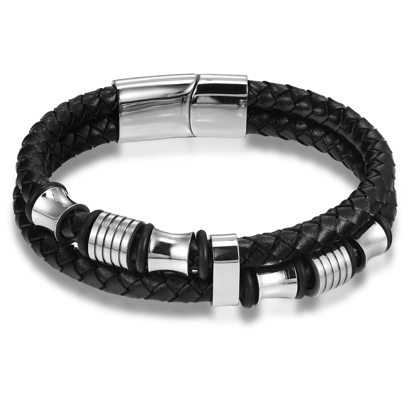 Leather Black Multi Strand Leather Bracelet for Men