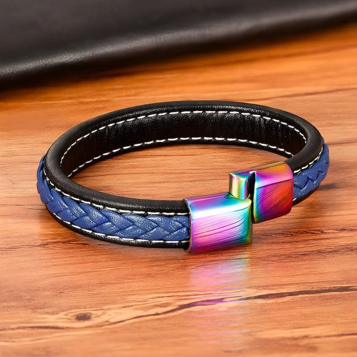 Colorful Rainbow Braided Leather Bracelet bracelet by Unique Leather Bracelets
