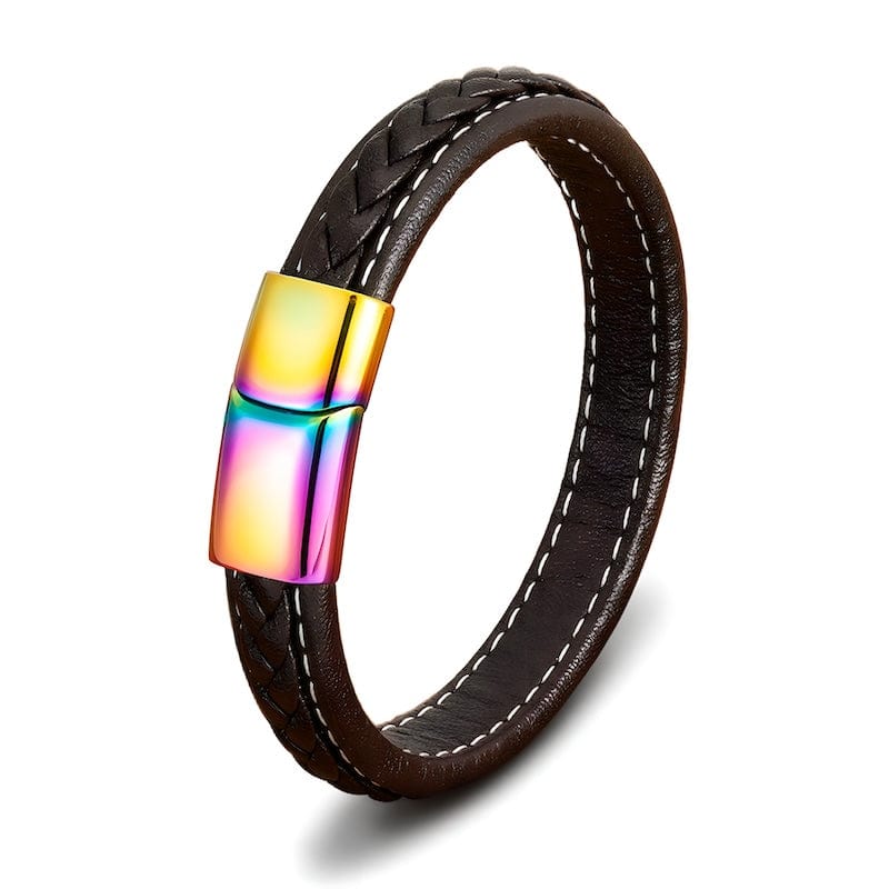 Colorful Rainbow Braided Leather Bracelet bracelet by Unique Leather Bracelets