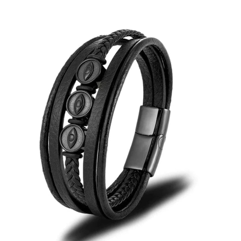 Evil Eye Multilayer Leather Bracelet bracelet by Unique Leather Bracelets