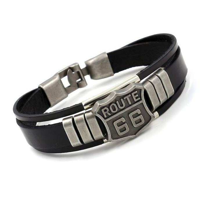 Route 66 Sign Leather Bracelet bracelet by Unique Leather Bracelets