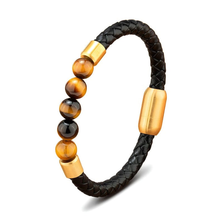 Tiger Eye Beading Braided Leather Bracelet bracelet by Unique Leather Bracelets