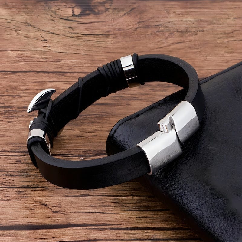 Viking Axe Black Leather Mens Bracelet bracelet by Unique Leather Bracelets