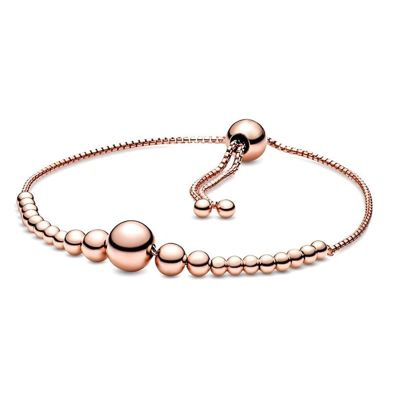 Beads Connected Together Adjustable Bracelet Link Chain Unique Leather Bracelets Rose Gold Adjustable 