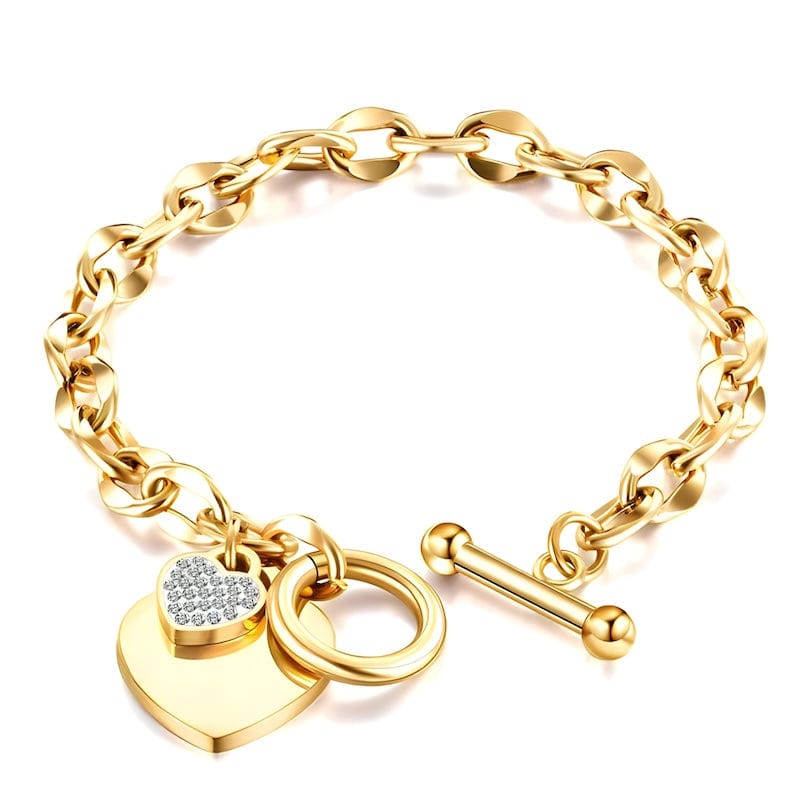 Fashion Love Heart Link Chain Bracelet Link Chain Unique Leather Bracelets Adjustable Silver/Gold 